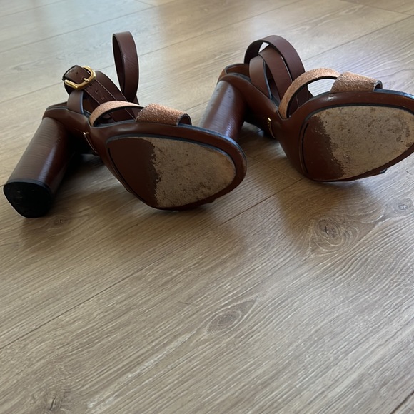 Gucci Brown Suede and Leather Candy Cross Ankle Wrap Sandals Size 38 - Picture 6 of 9